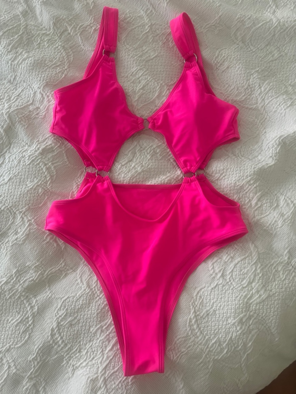 Neon Hot Pink Cut-Out One-Piece Swimsuit